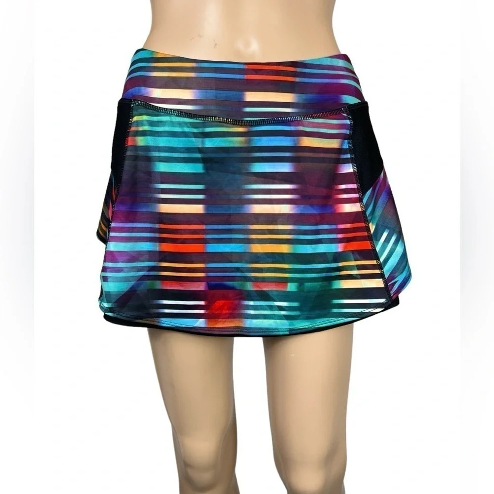 ATHLETA Womens Laser Beam Bustle Skort Colorful Size Small